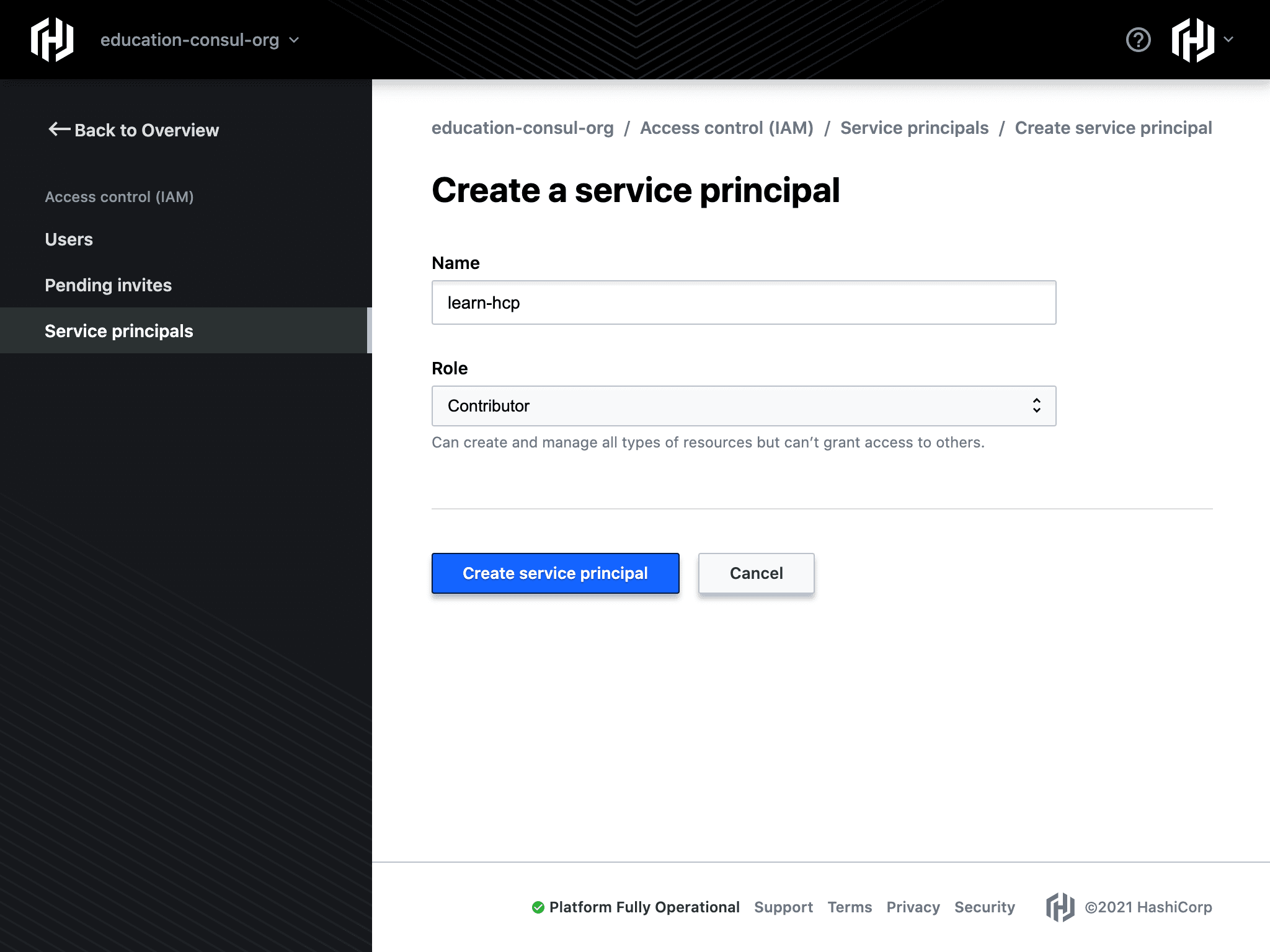 Create Service Principal